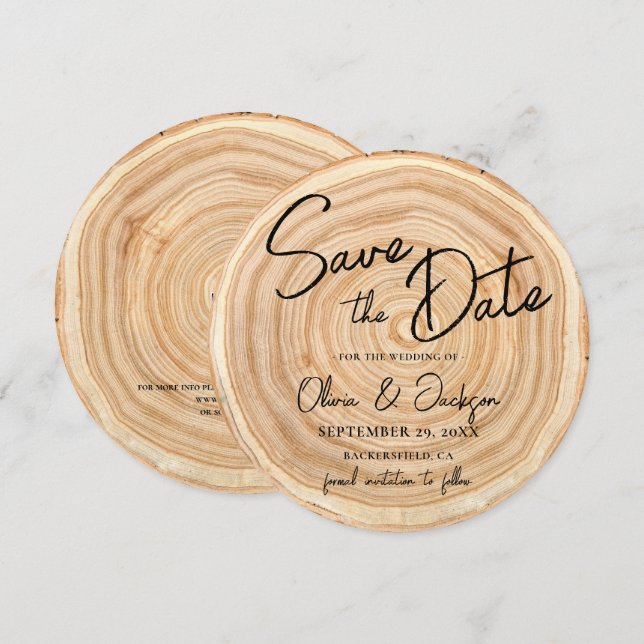 Rustic Wood QR Code Wedding Save the Date Invitation (Front/Back)