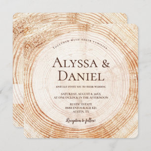 Rustic Wood QR code wedding website  Invitation