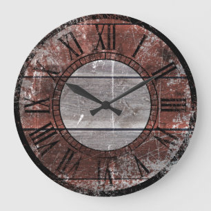 Rustic Wood (Red) Large Clock