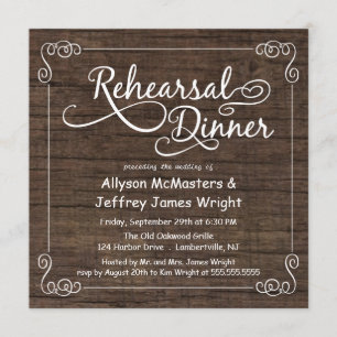Rustic Wood Rehearsal Dinner Invitations