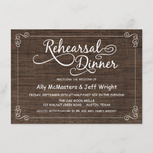 Rustic Wood Rehearsal Dinner Invitations