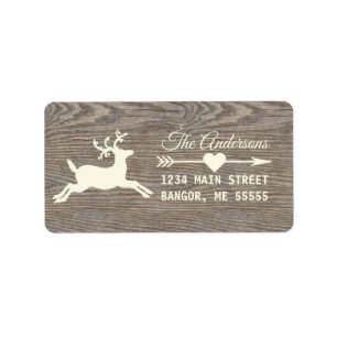 Rustic Wood Reindeer Holiday Return Address Label