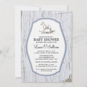 Rustic Wood Rocking Horse Baby Shower Invitation