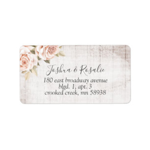 Rustic Wood & Romantic Roses Shabby Chic Floral Label