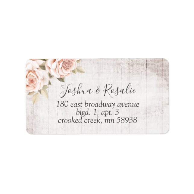 Rustic Wood & Romantic Roses Shabby Chic Floral Label (Front)
