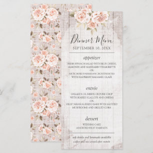 Rustic Wood Romantic Shabby Roses Wedding Menu