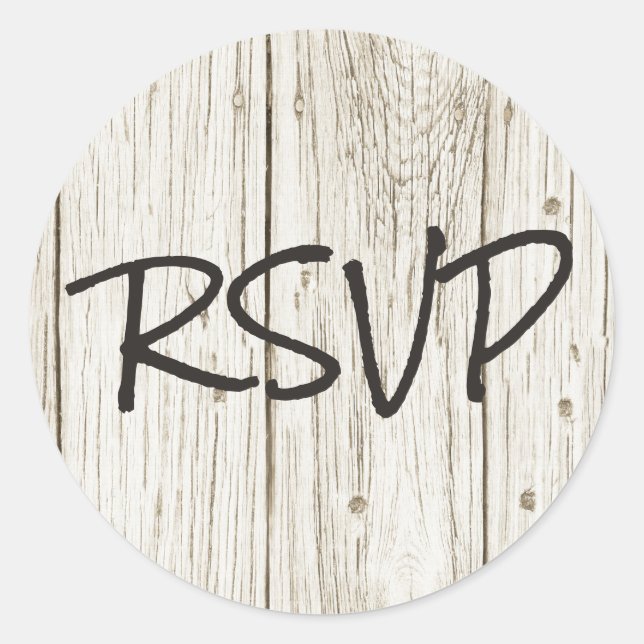 Rustic Wood RSVP Classic Round Sticker (Front)