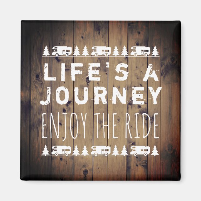 Rustic Wood RV Camper Wanderlust Quote Magnet (Front)