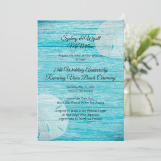 Rustic Wood Sand Dollars Vow Renewal Ceremony Invitation