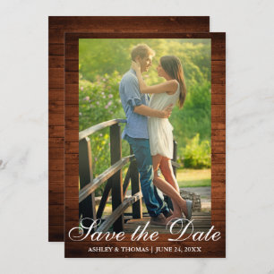 Rustic Wood Save the Date Engagement Photo Invitation