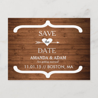 Rustic Wood Save the Date Postcard Announcement