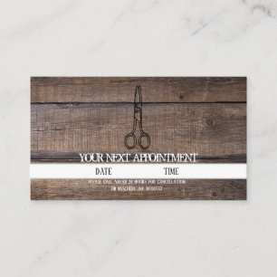 Rustic Wood Scissor Hair Salon Appointment Card