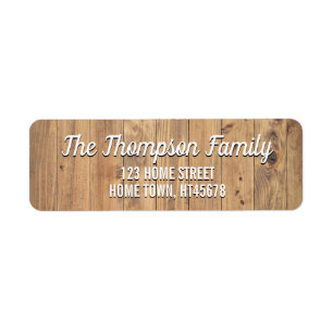 Rustic Wood Script Name Drop Shadow Return Address Label