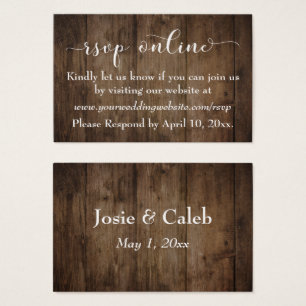 Rustic Wood & Script Wedding RSVP Online Inserts
