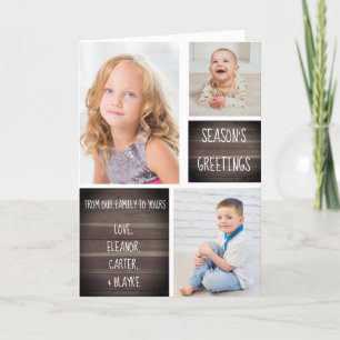 Rustic Wood Season's Greetings Christmas Holiday Card