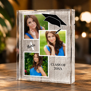 Rustic Wood Senior Portrait Collage Photo Block