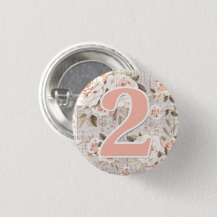Rustic Wood & Shabby Chic Roses 2nd Birthday Party 3 Cm Round Badge
