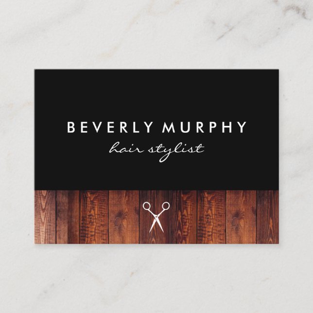 Rustic Wood Shear Logo Appointment Card (Front)