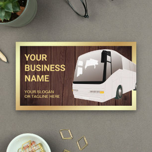 Rustic Wood Sightseeing Tour Bus Travel Agent Business Card