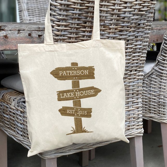 Rustic Wood Signpost Vacation Home Tote Bag (Creator Uploaded)