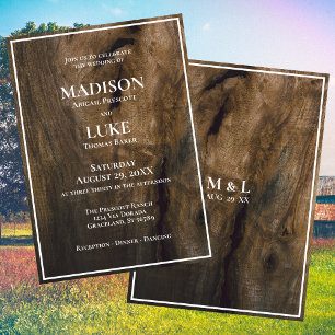 Rustic Wood Simple Minimalist Wedding  Invitation