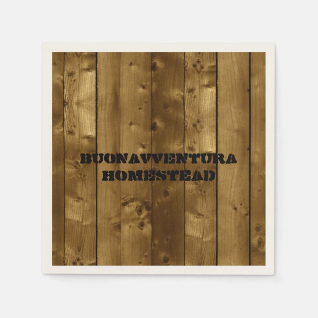 Rustic Wood Slats Customisable Name Napkin (Front)