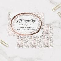 Rustic Wood Slice Copper Gift Registry Insert Card