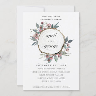 RUSTIC WOOD SLICE FLORAL COUPLES SHOWER INVITE