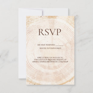 Rustic Wood Slice Tree Ring Wedding reserved seats RSVP Card
