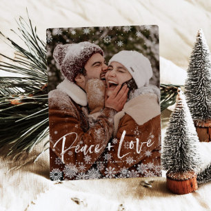 Rustic Wood Snowflake Collage Christmas Photo Card