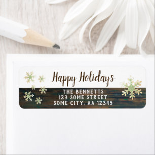Rustic Wood Snowflakes Christmas Return Address Label