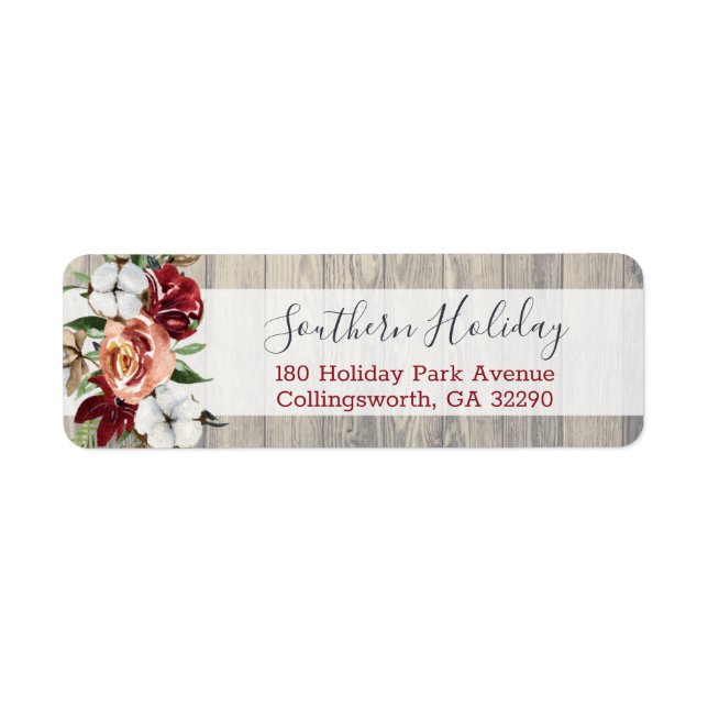 Rustic Wood Southern Country Cotton Return Address Label (Front)