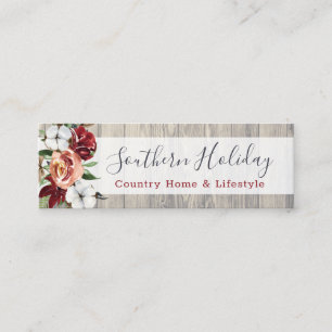 Rustic Wood & Southern Country Cotton Social Media Mini Business Card