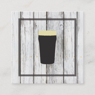 Rustic Wood Square Element   Beer Expert Square Business Card