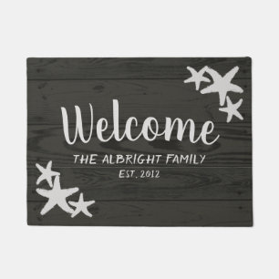 Rustic Wood Starfish Beluga Grey Doormat