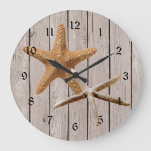 Rustic Wood Starfish Large Clock