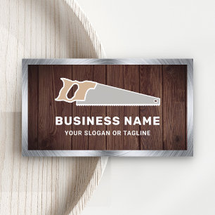 Rustic Wood Steel Hand Saw Handyman Carpenter Business Card