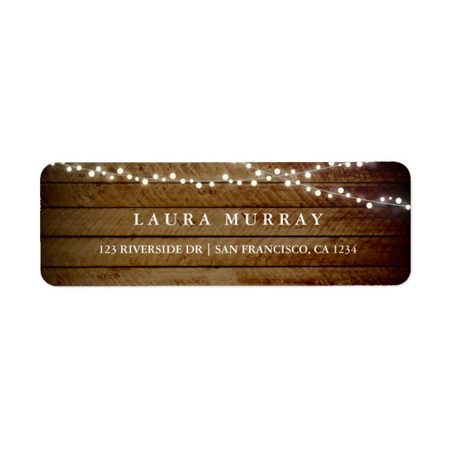 Rustic Wood String Lights Address Label Return Address Label (Front)