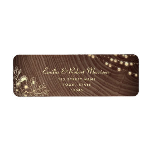 Rustic Wood String Lights Address Return Address Label