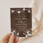 Rustic Wood String Lights Blush Floral Wedding Invitation<br><div class="desc">This gentle yet rustic design is perfect for outdoor country weddings but also has a dose of elegance due to a choice of pastel colours and elegant fonts that can accommodate any occasion. Easy to customise with your own information and photos. Check out our store for more matching items from...</div>