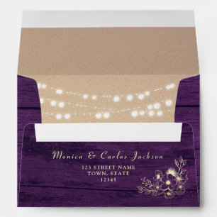 Rustic Wood String Lights Envelope