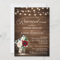 Rustic Wood String Lights Floral Rehearsal Dinner