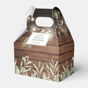 Rustic Wood String Lights Greenery Bridal Shower Favour Box