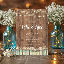 Rustic Wood String Lights Mason Jar Babys Breath