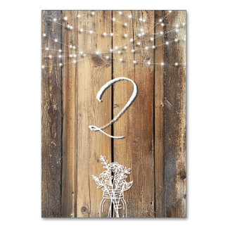 Rustic Wood String Lights Mason Jar Elegant Favour Table Number