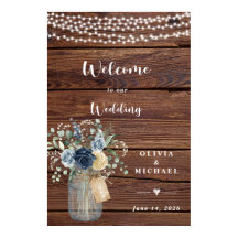 Rustic Wood String Lights Mason Jar Welcome