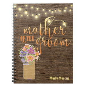 Rustic Wood String Lights Mother of the Groom Notebook