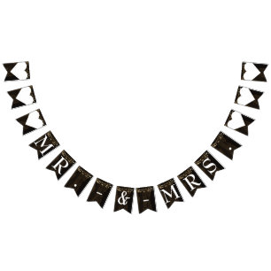 Rustic Wood String Lights Mr. Mrs. Wedding Bunting