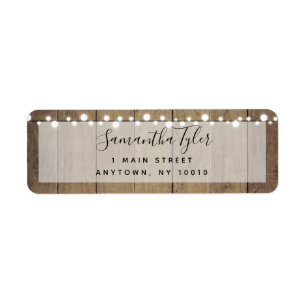 Rustic Wood String Lights Return Address Label
