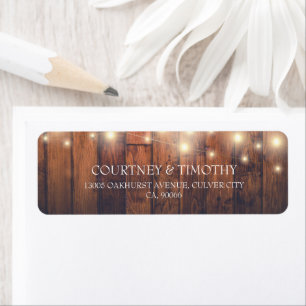 Rustic Wood String Lights Return Address Label